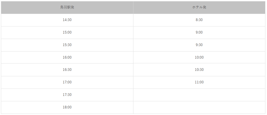 アルティア鳥羽送迎バス時刻表